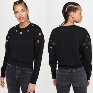 NWT Good American Peepin’ Grommet Black Sweatshirt